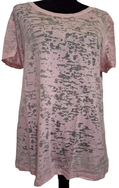 Toppy T- T Shirt Burn Out Jersey Pink Crew Neck Short Sleeve Women's M701P
