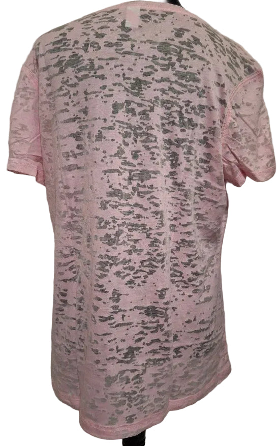 Toppy T- T Shirt Burn Out Jersey Pink Crew Neck Short Sleeve Women's M701P