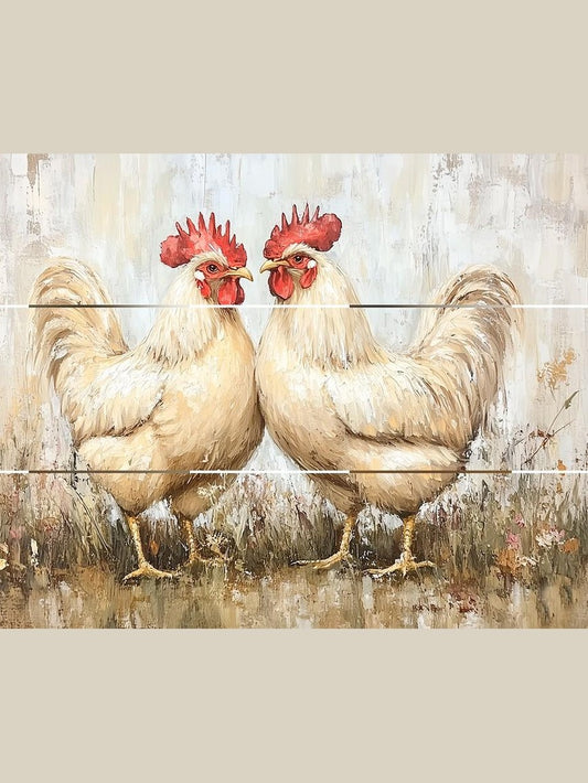 Pallet Picture Pecking Partners Chickens 9x12" 912PA-B1963A