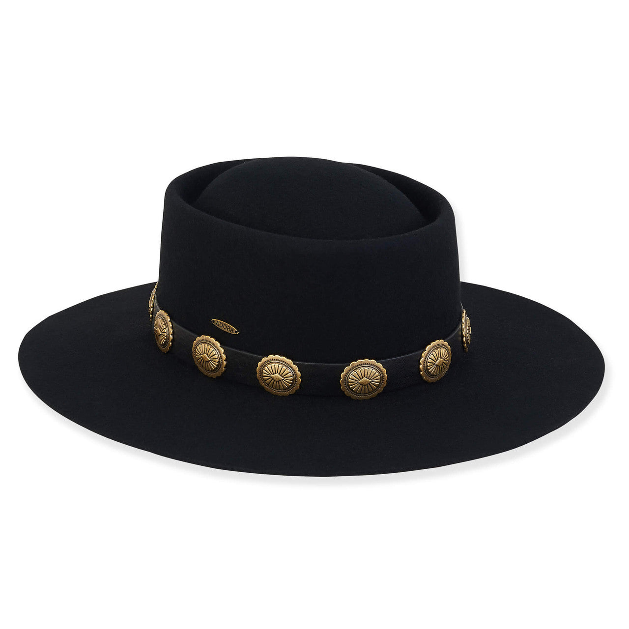 Hat - Black-Black Belt/Bronze Emblems Head Band-Women's-Ad1507A 