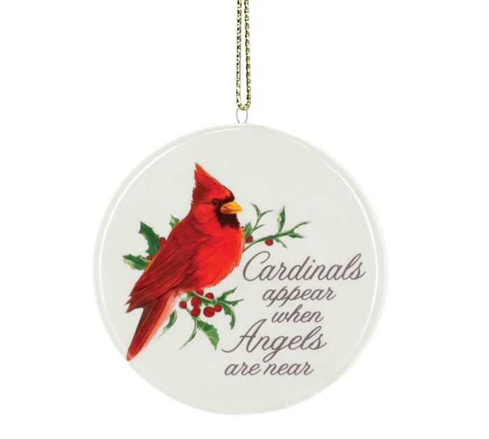 Christmas Ornament Cardinal 4" Flat Ceramic 2044202 