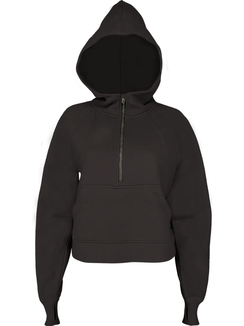 Hoodie Scuba Oversized Half Zip Sweat Shirt #2143 Black