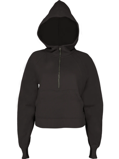 Hoodie Scuba Oversized Half Zip Sweat Shirt #2143 Black