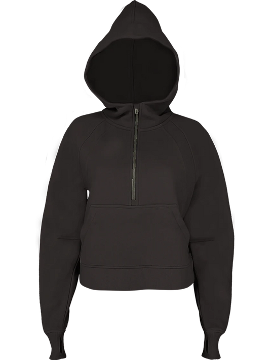 Hoodie Scuba Oversized Half Zip Sweat Shirt #2143 Black