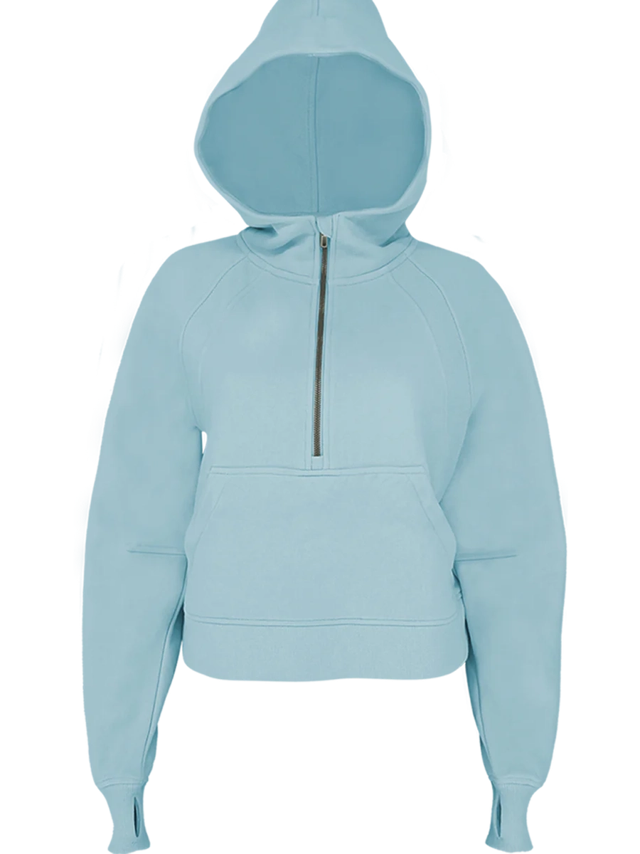 Hoodie Scuba Oversized Half Zip Sweat Shirt  #2143 Sage