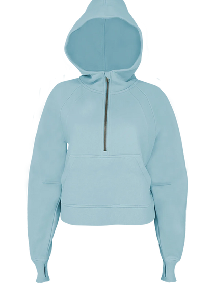 Hoodie Scuba Oversized Half Zip Sweat Shirt  #2143 Sage