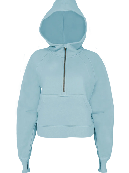 Hoodie Scuba Oversized Half Zip Sweat Shirt  #2143 Sage