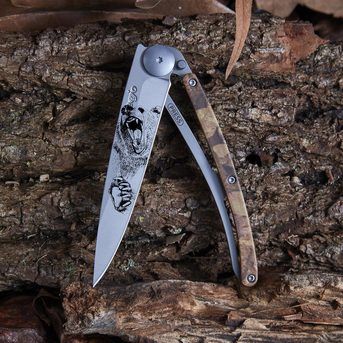 Pocket Knife   Grizzly   Brown Camo Wood 1cm000021 