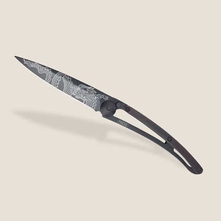 Pocket Knife Japanese Dragon   Ebony Wood 1gb000107 
