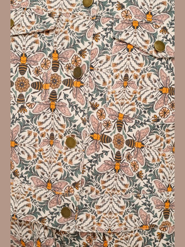 Jacket Brown Bee Floral Print  Women's Aw2451