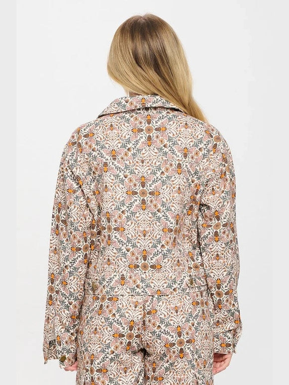 SM-Jacket Brown Bee Floral Print&nbsp; Women's Aw2451