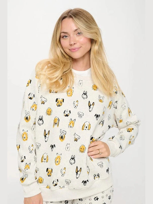 SM-Sweat Shirt Pullover Colorful Dog Heads&nbsp; Women's Sw247