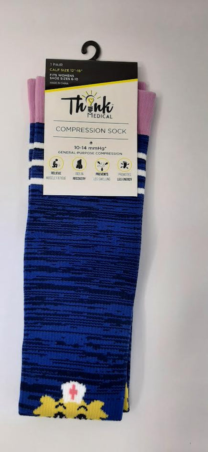 Compression Sock-Blue/Yellow Dog Nurse-Women -Size 6-10-20891 