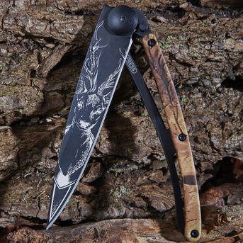 Pocket Knife   Deer  Brown Camo Wood 1GM000027 