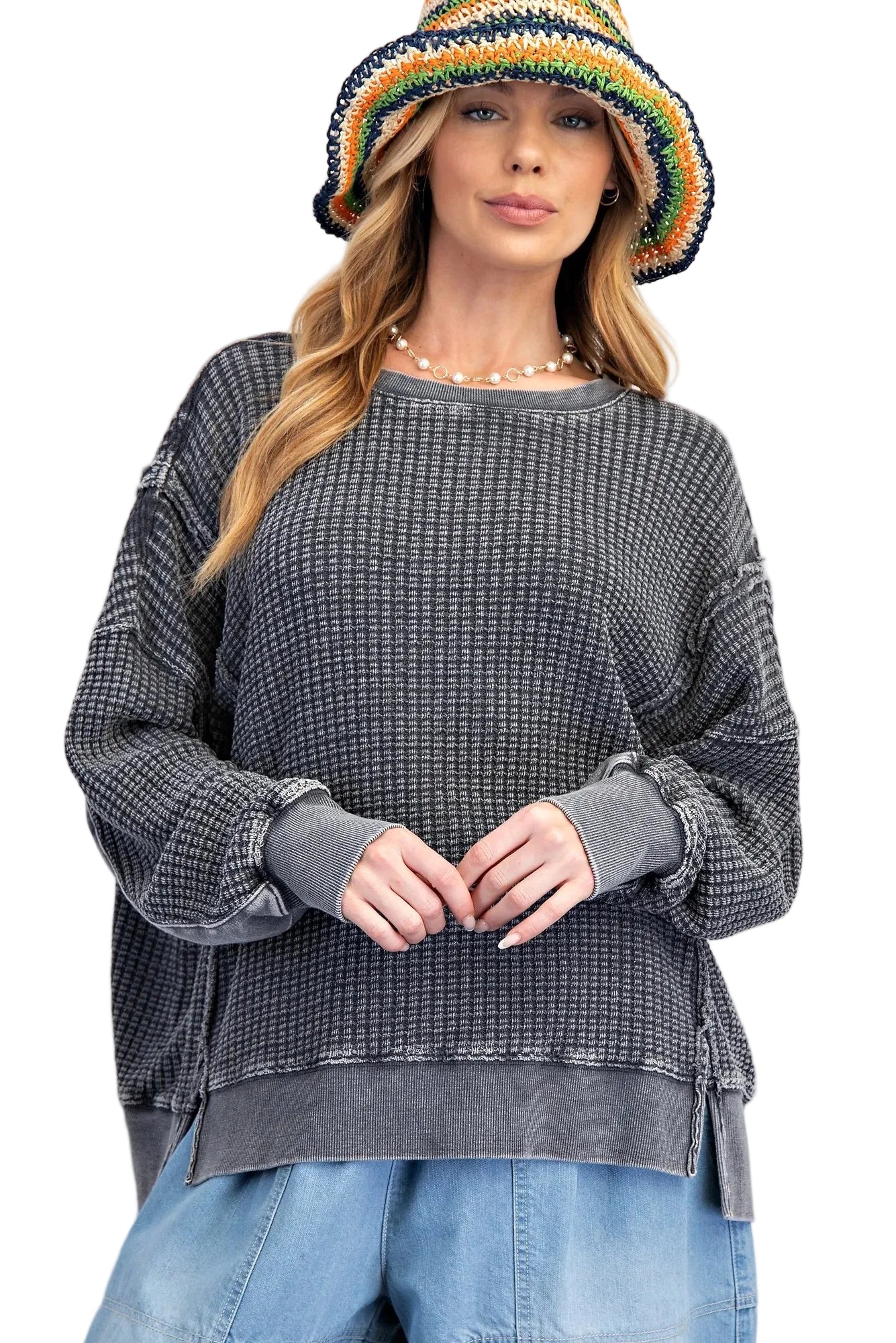 Top Pullover Mineral Washed Thermal&nbsp; Ash Women's&nbsp; ET26173