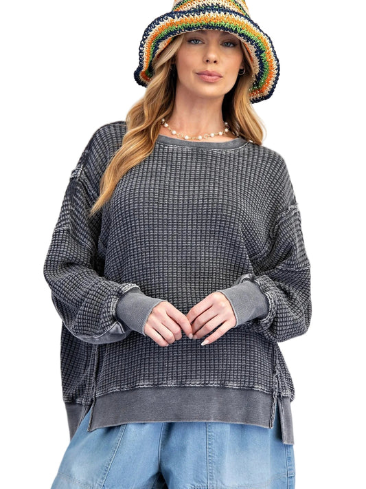 Top Pullover Mineral Washed Thermal&nbsp; Ash Women's&nbsp; ET26173