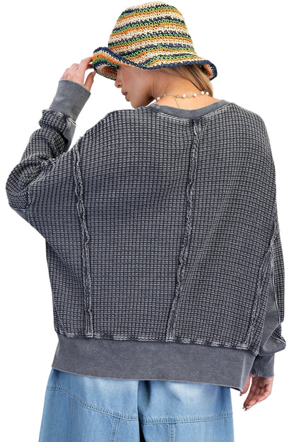 Top Pullover Mineral Washed Thermal&nbsp; Ash Women's&nbsp; ET26173