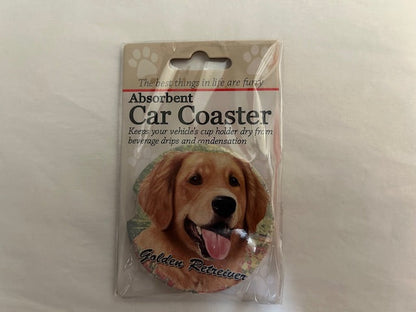 Dog Breed Car Coasters -Golden Retriever 