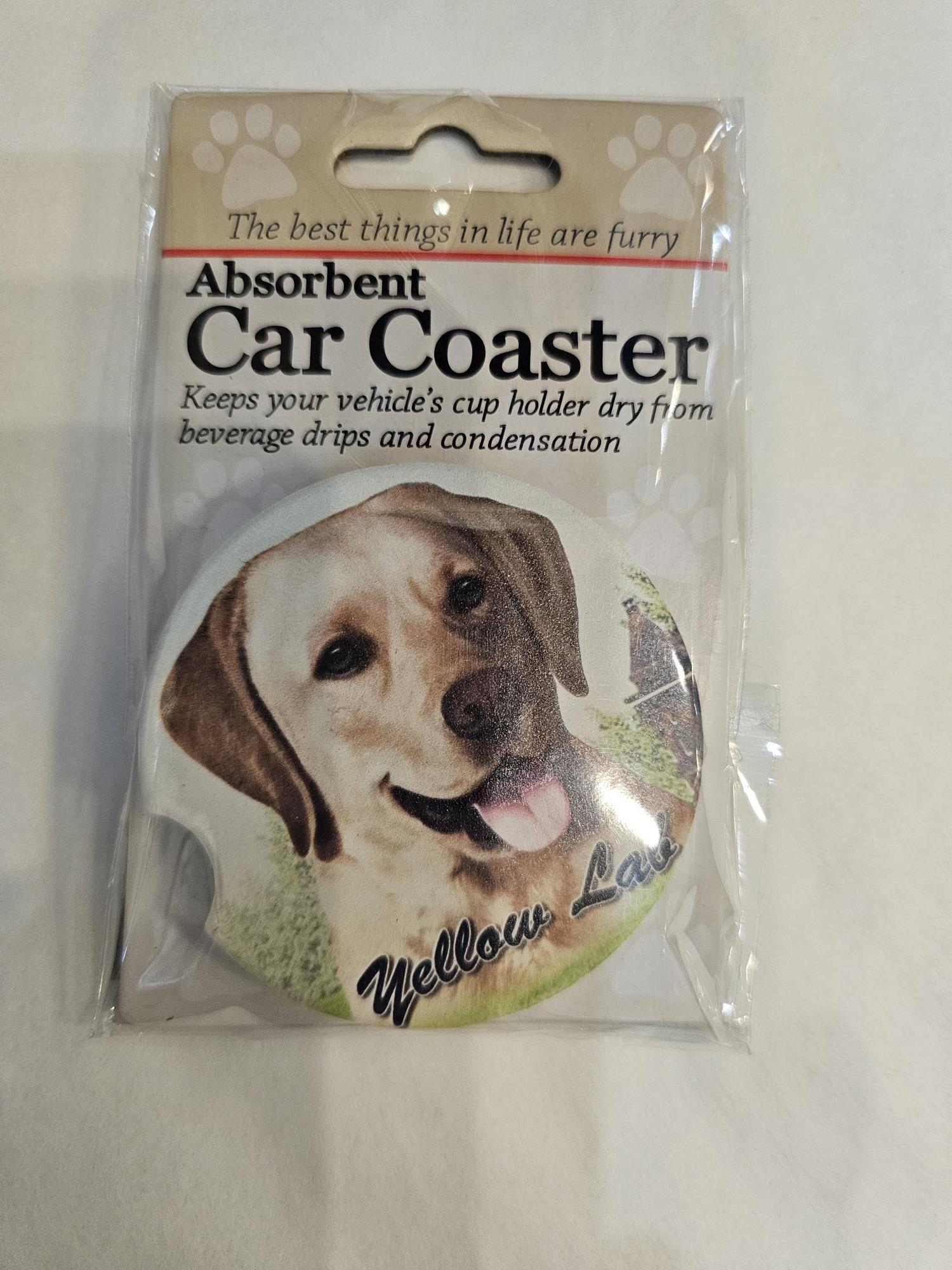 Dog Breed - Car Coasters -Yellow Labrador 
