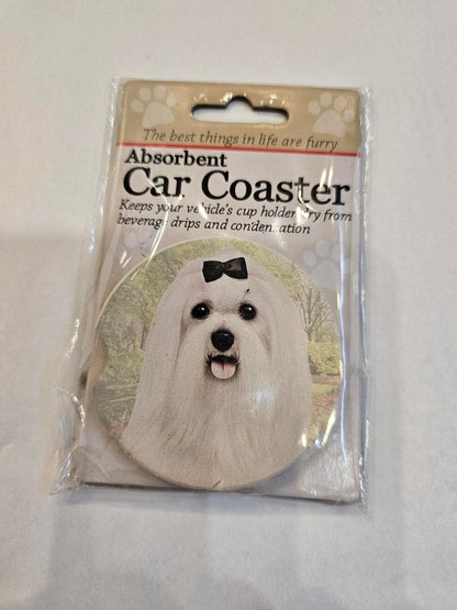 Dog Breed Car Coasters -Maltese 
