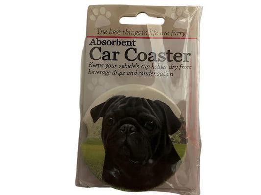 Car Coaster  Pug Black        231-32 