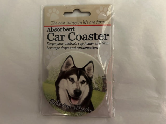 Dog Breed Car Coasters -Husky 