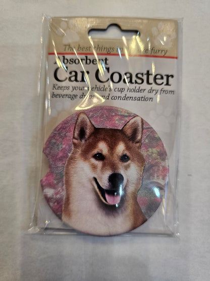 Dog Breed Car Coasters -Shiba Inu 