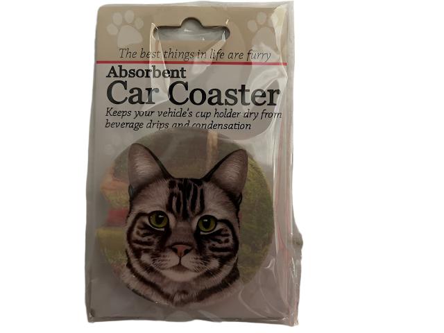 Car Coaster  Cat Silver Tabby     232-9 