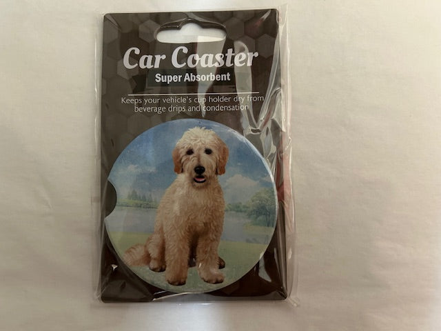 Dog Breed Car coaster -golden doodle 