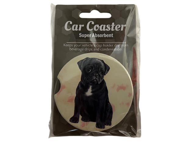 Car Coaster  Black Pug Dog    233 - 32 