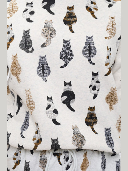 Sweat Shirt Pullover Whimsical Cat Tails  Women's Sw270