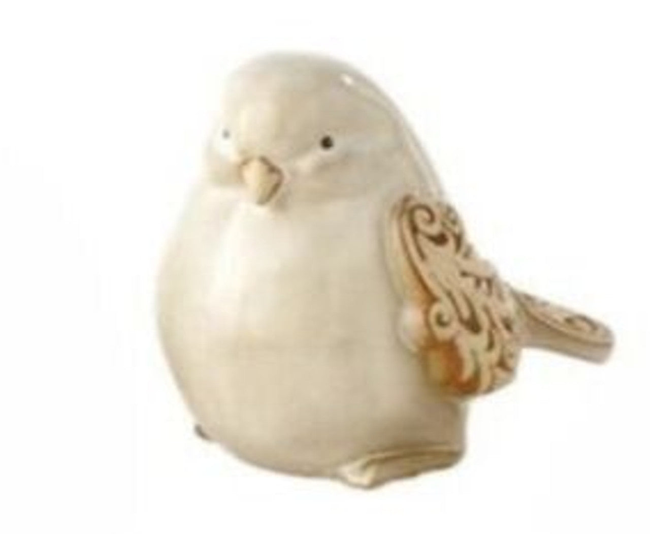 Bird Ceramic Decoration Reactive Glaze Ivory Scroll Wing 26770 