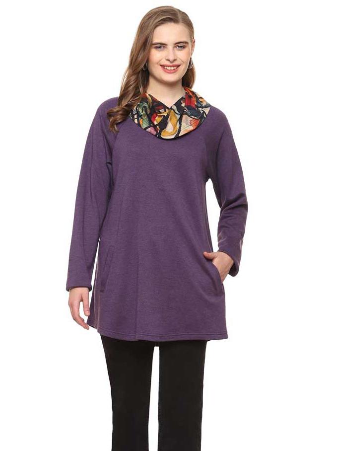 Shirt Poloma Cowl Tunic Long Sleeve Purple Women's 24w251t15 