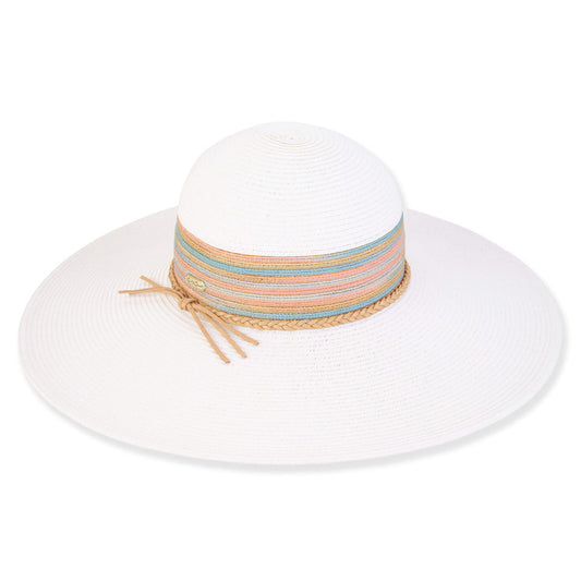 Hat White Demi Paperbraid Floppy Brim Women's HH3136A 