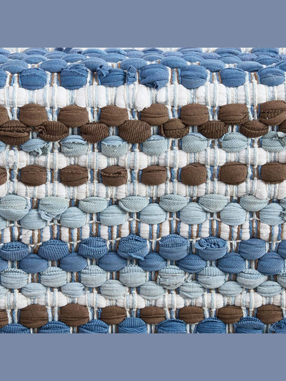 Table Runner Blue/Brown/White Cross Becca  Chindi Table 14x54" 2561-130