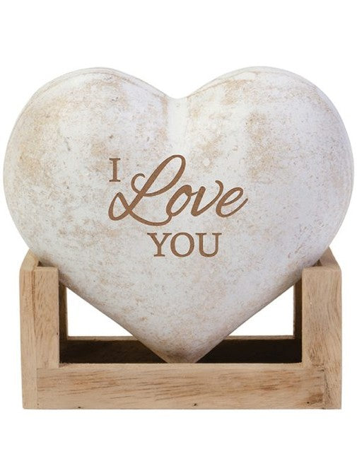 Wooden Heart Sign W Stand&nbsp; I Love You 25664