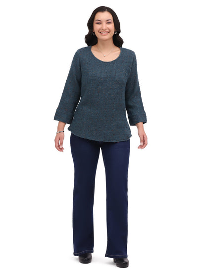 Shirt Pullover Raya Turquoise 3/4 Sleeve Women's 26F580C