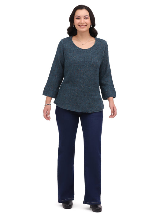 Shirt Pullover Raya Turquoise 3/4 Sleeve Women's 26F580C