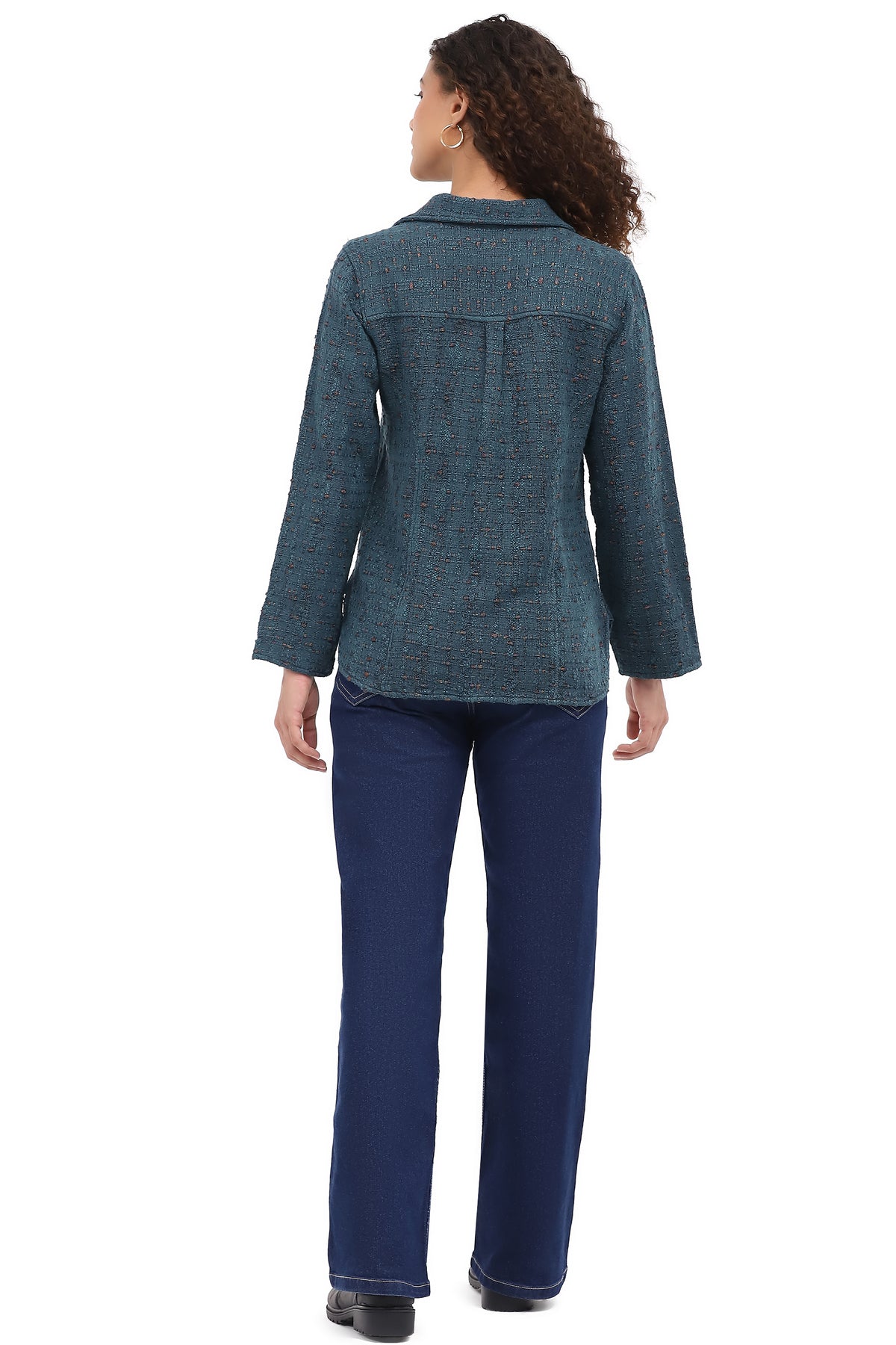 Shirt Button Front Raya Turquoise  3/4 Sleeve Women's 26F580G