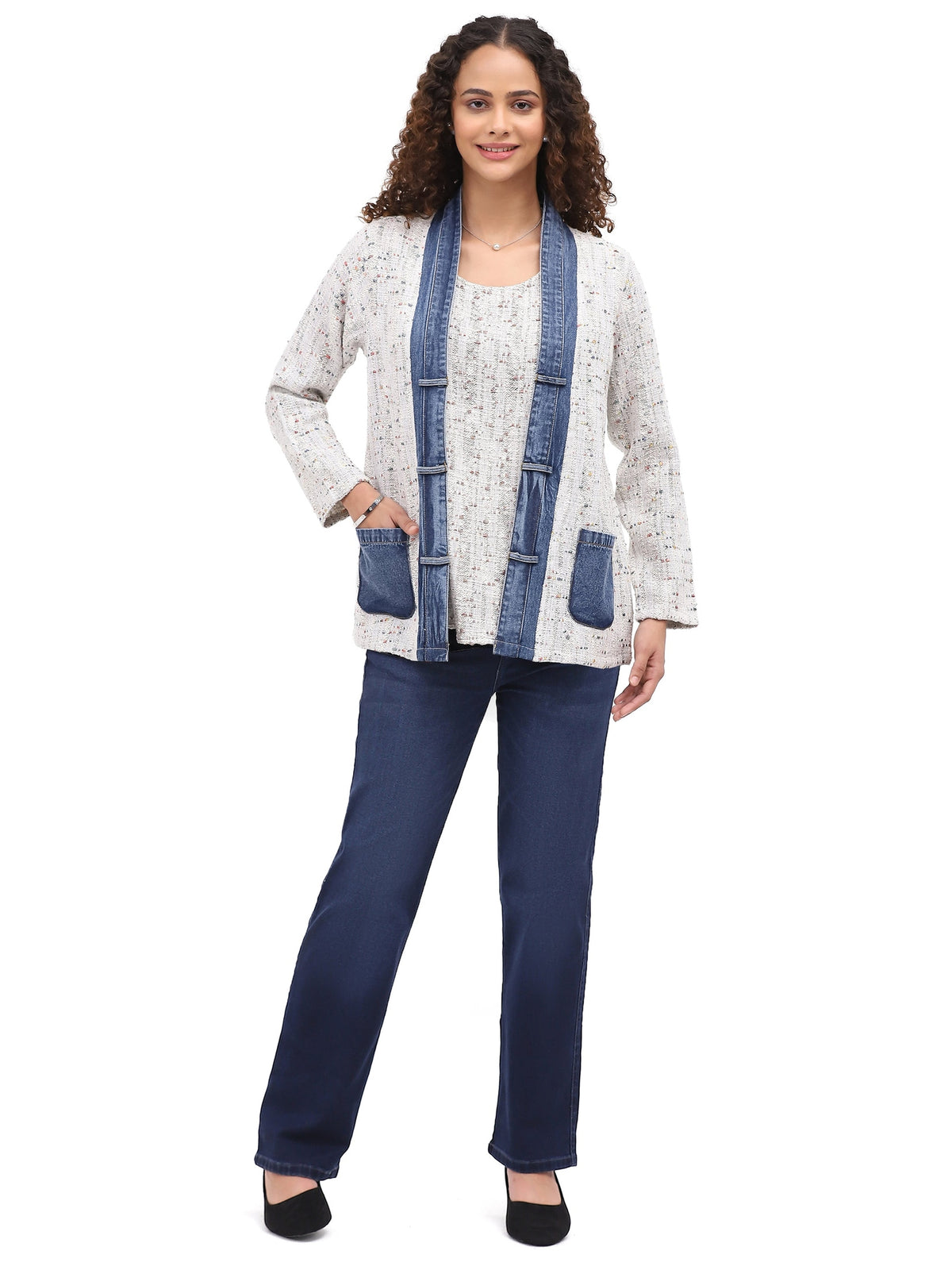 Jacket/Tank Top Set Wallis White/Blue 2 Pocket  Women's 26F586AE
