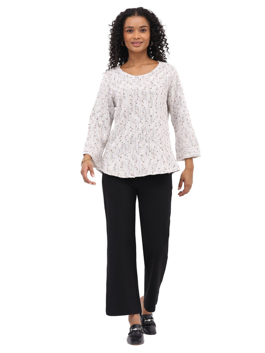 Shirt Pullover Trixie Mixed White 3/4 Sleeve Women's 26F586C