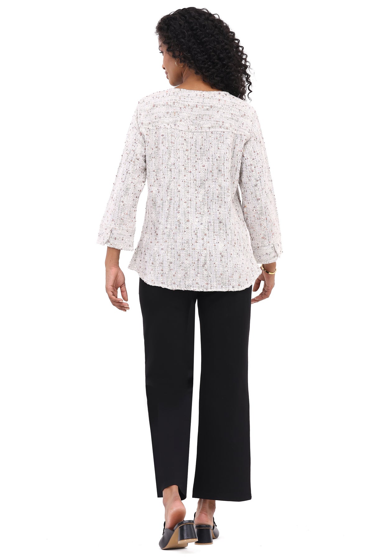 Shirt Pullover Trixie Mixed White 3/4 Sleeve Women's 26F586C