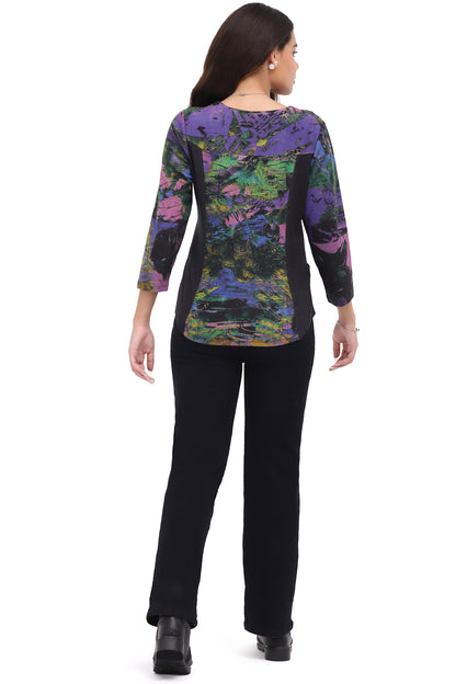 Shirt Pullover Button Accent Kendra Black/Blue Women's 26W209C6