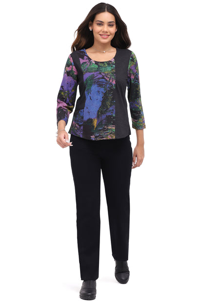 Shirt Pullover Button Accent Kendra Black/Blue Women's 26W209C6