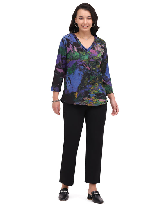 Top Pullover Kendra Black 3/4 Sleeve Women's 26W209C8