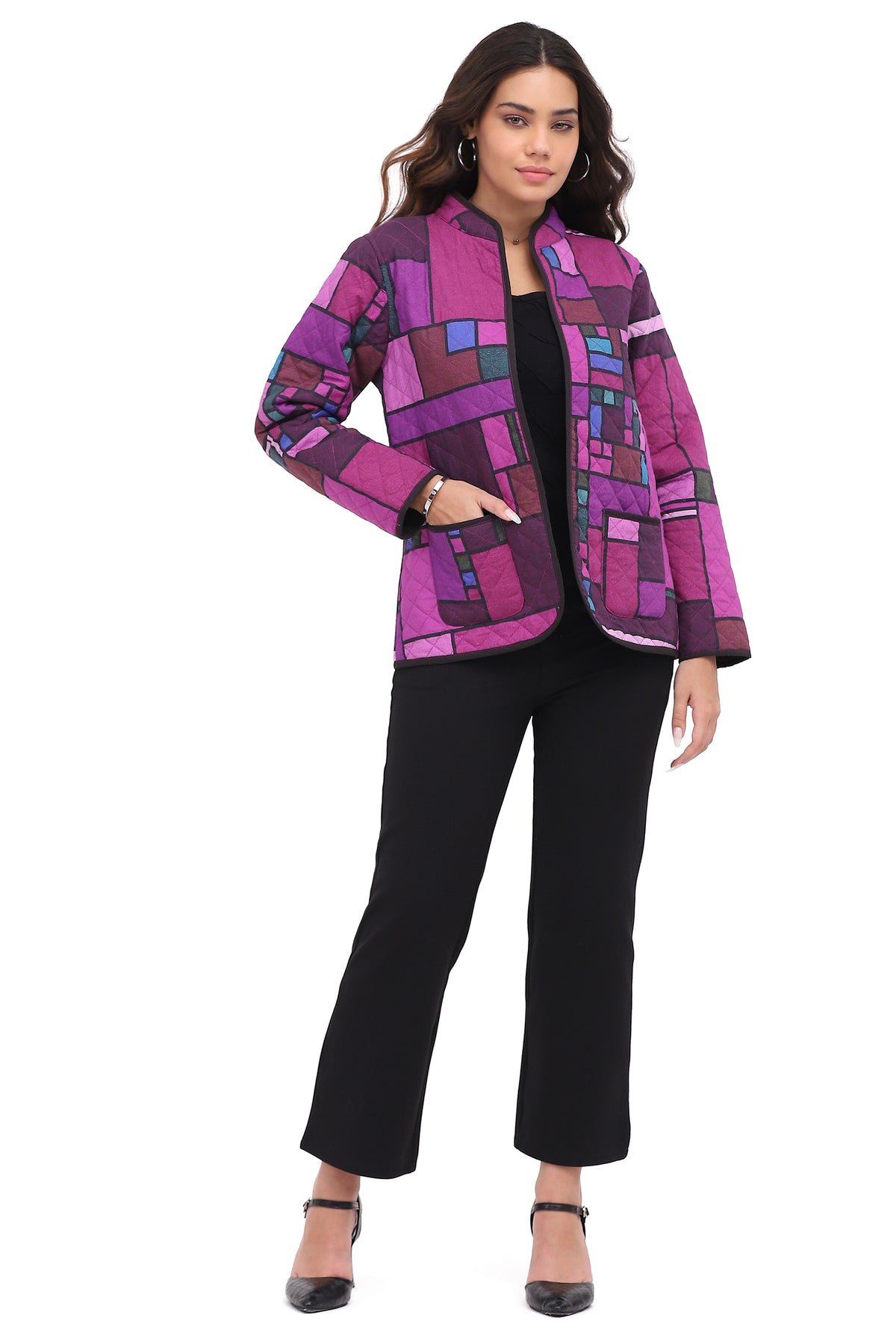 Jacket Trixie Rev Open Front Multi Purple Women's 26W2510E25