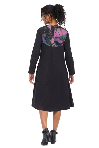Dress Velma Duster Black/Purple Button Front Women'S 26W221D2