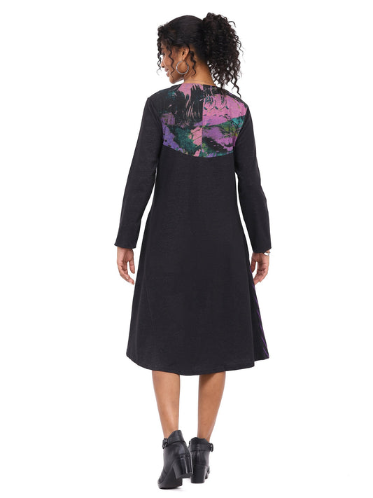 Dress Velma Duster Black/Purple Button Front Women'S 26W221D2