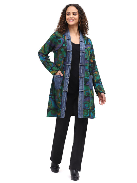 Jacket Reversible Hanna Open Front Black/Blue/Green Women's 26W2255E36