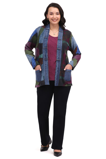 Jacket Reversible Kacey Open Front Black/Blue/Green Women's 26W2255E26